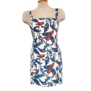 Robin‎ K Linen Blend Hawaiian Tropical Mini Dress SMALL Resort Vacation Tank S